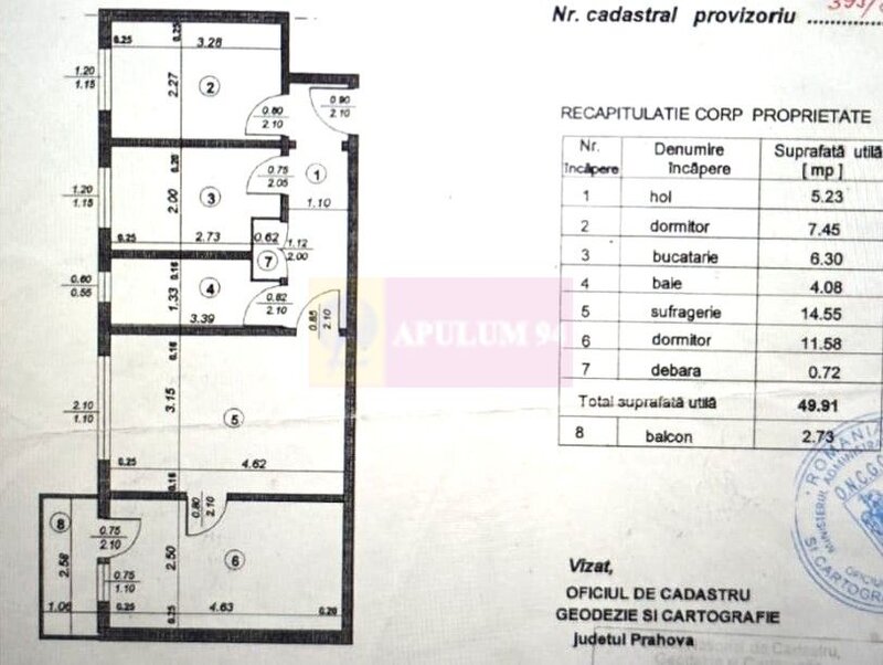 Apartament cu 3 camere de vanzare in Campina, central